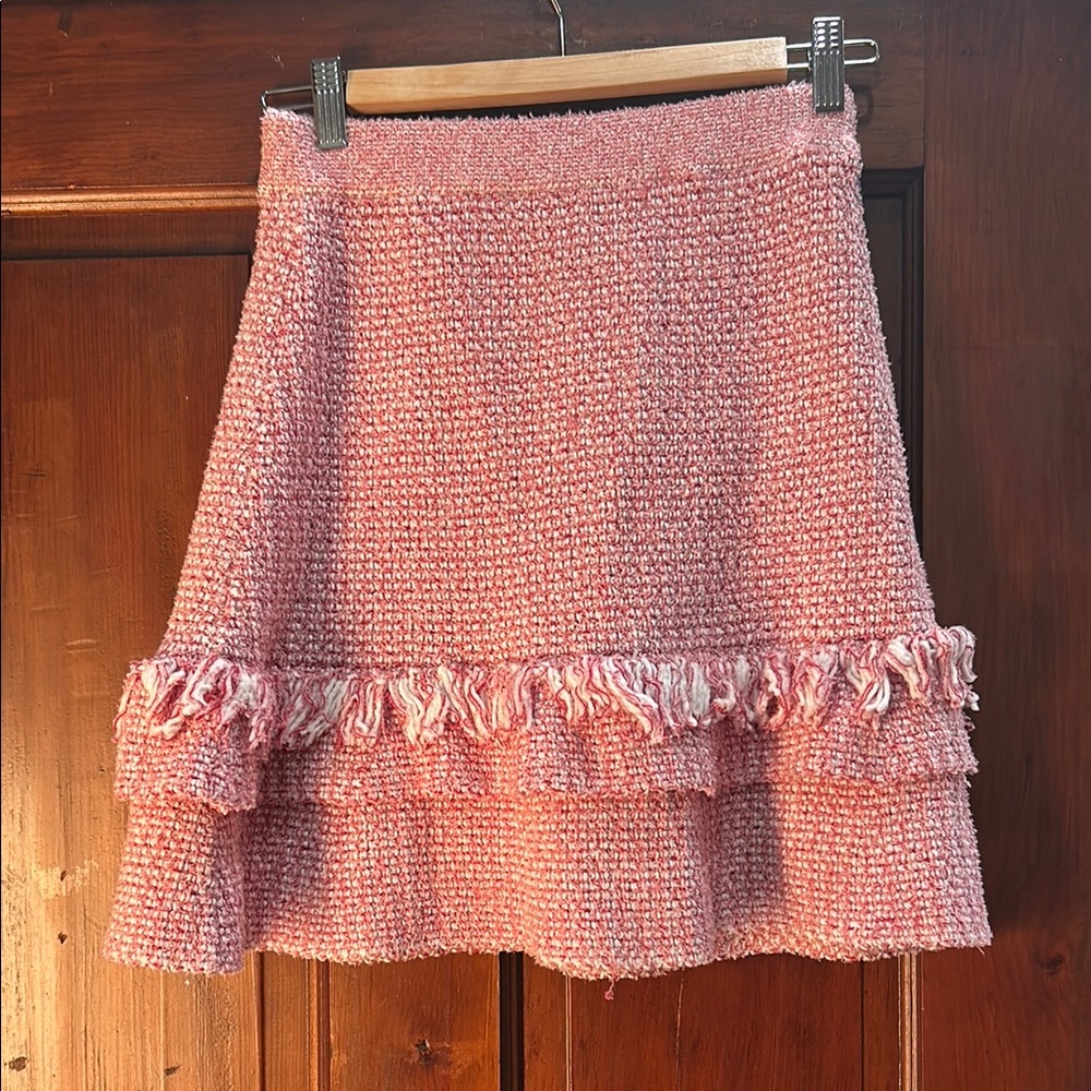 Maeve Anthropologie red and white  Ruffled Mini Skirt